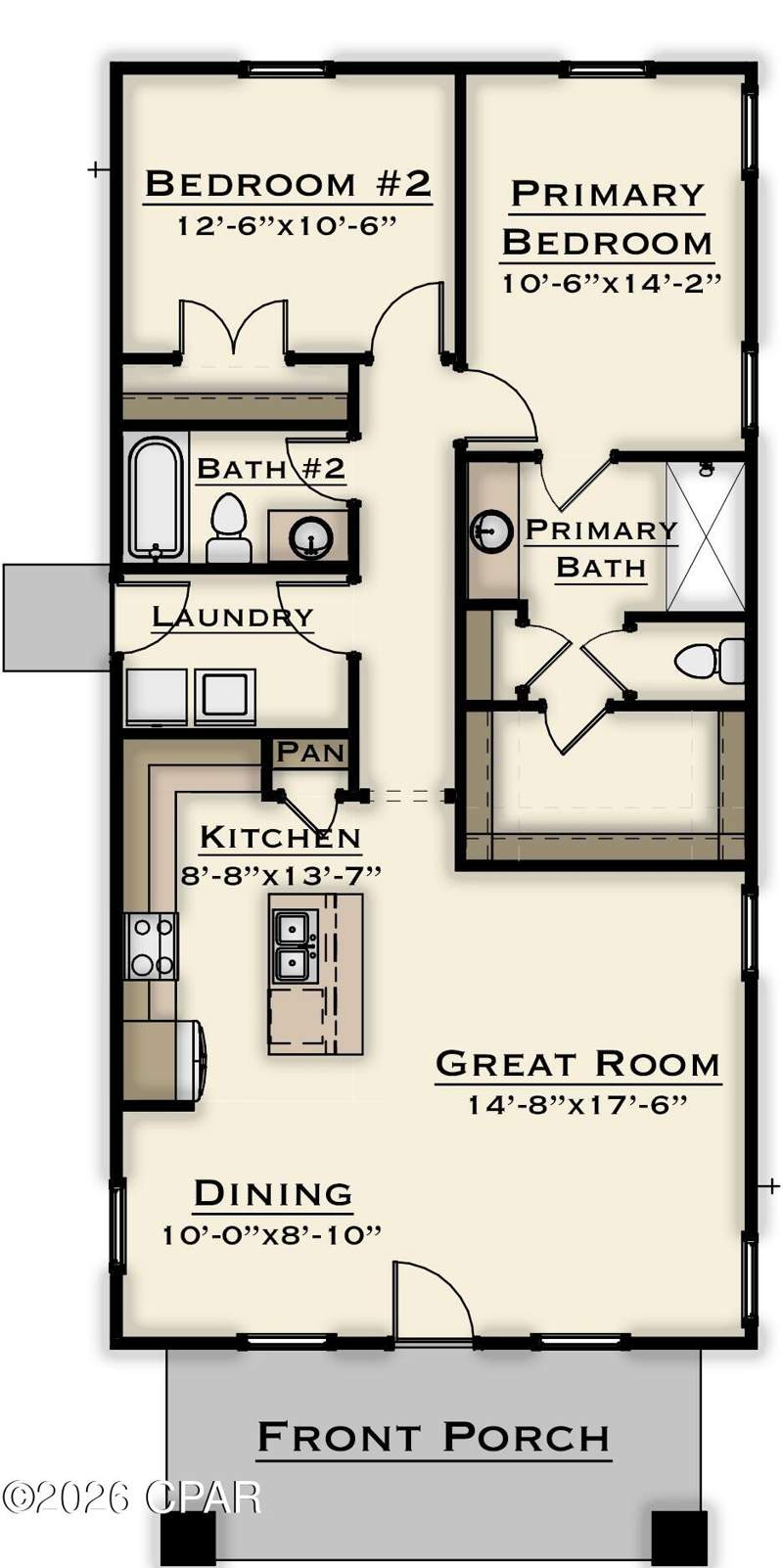 2 bedroom SingleFamilyResidence at 2301 Larkspur Street Lot 576 - Thatch Plan, Sweetbay, Panama City — photo 2