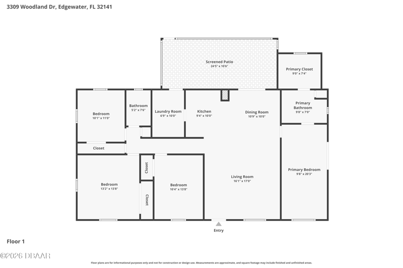 4 bedroom Single Family Residence at 3309 Woodland Drive, Florida Shores, Edgewater — photo 2