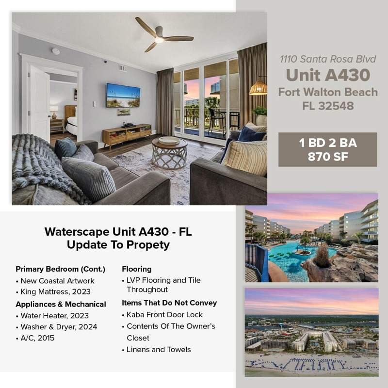 1 bedroom Condominium at 1110 Santa Rosa Boulevard #A430, Waterscape Unit A430, Fort Walton Beach — photo 4