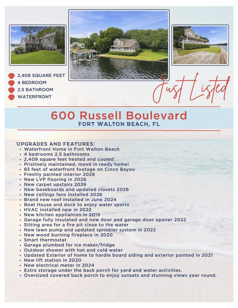 4 bedroom Detached Single Family at 600 Russell Boulevard, Sunset Beach, Fort Walton Beach — photo 5