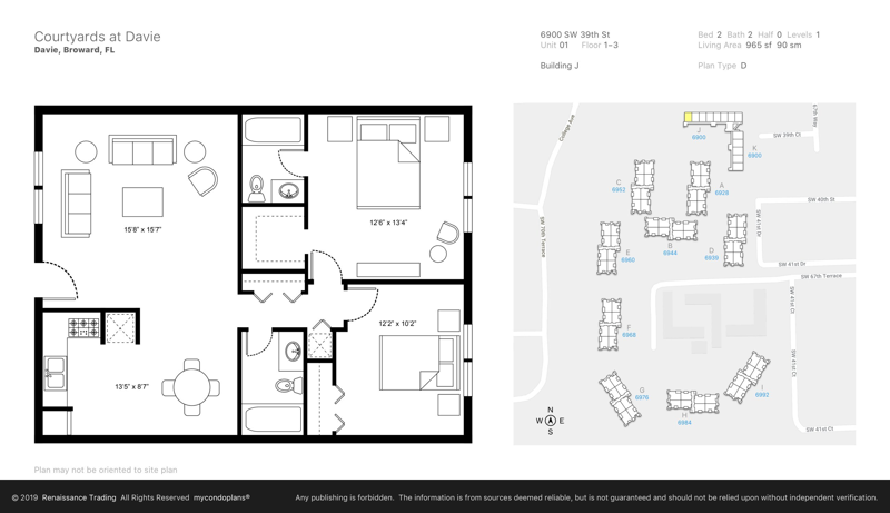 2 bedroom Condominium at 6900 SW 39th Street #101j, Courtyards At Davie Condo, Davie — photo 2