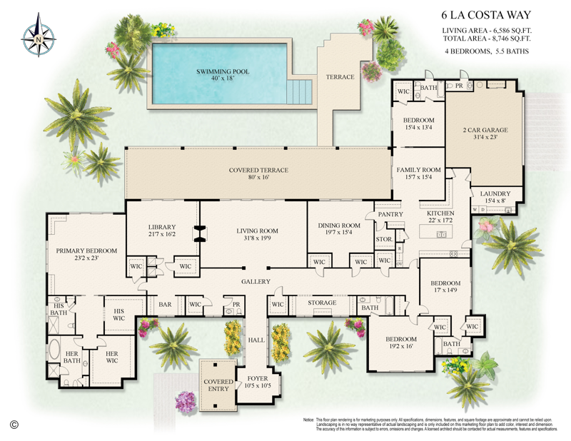 4 bedroom Single Family Residence at 6 La Costa Way, Palama Estates, Palm Beach — photo 2