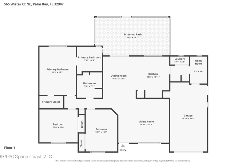 3 bedroom Single Family Residence at 565 Wistar Court, Port Malabar Unit 55, Palm Bay — photo 2