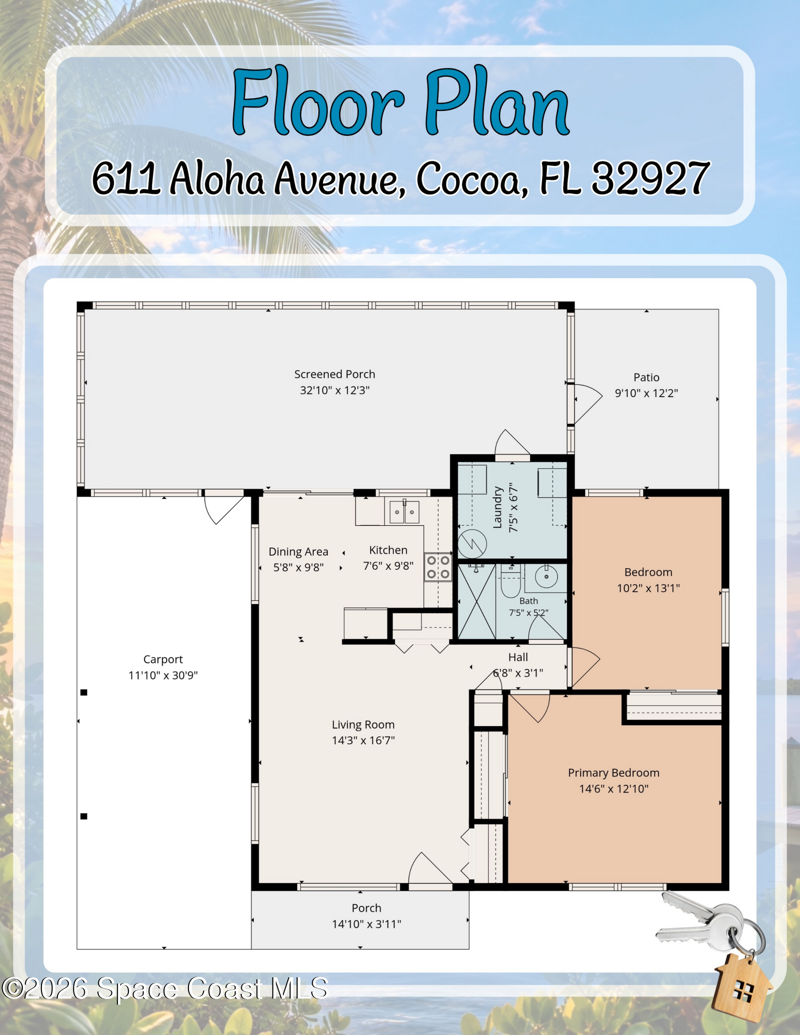 2 bedroom Single Family Residence at 611 Aloha Avenue, N Port St John Unit 1, Cocoa — photo 2