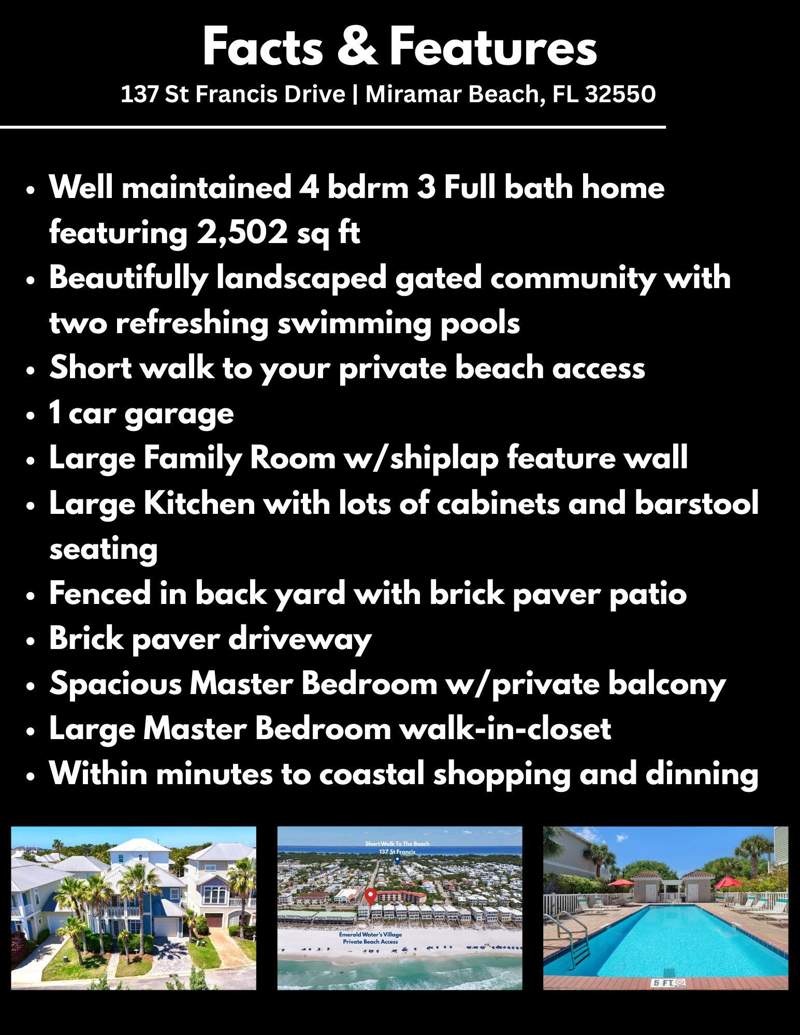 4 bedroom Detached Single Family at 137 St Francis Drive, Emerald Waters Village, Miramar Beach — photo 4
