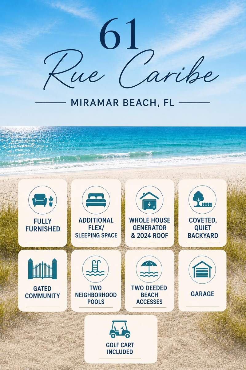 3 bedroom Detached Single Family at 61 Rue Caribe, Caribe, Miramar Beach — photo 2