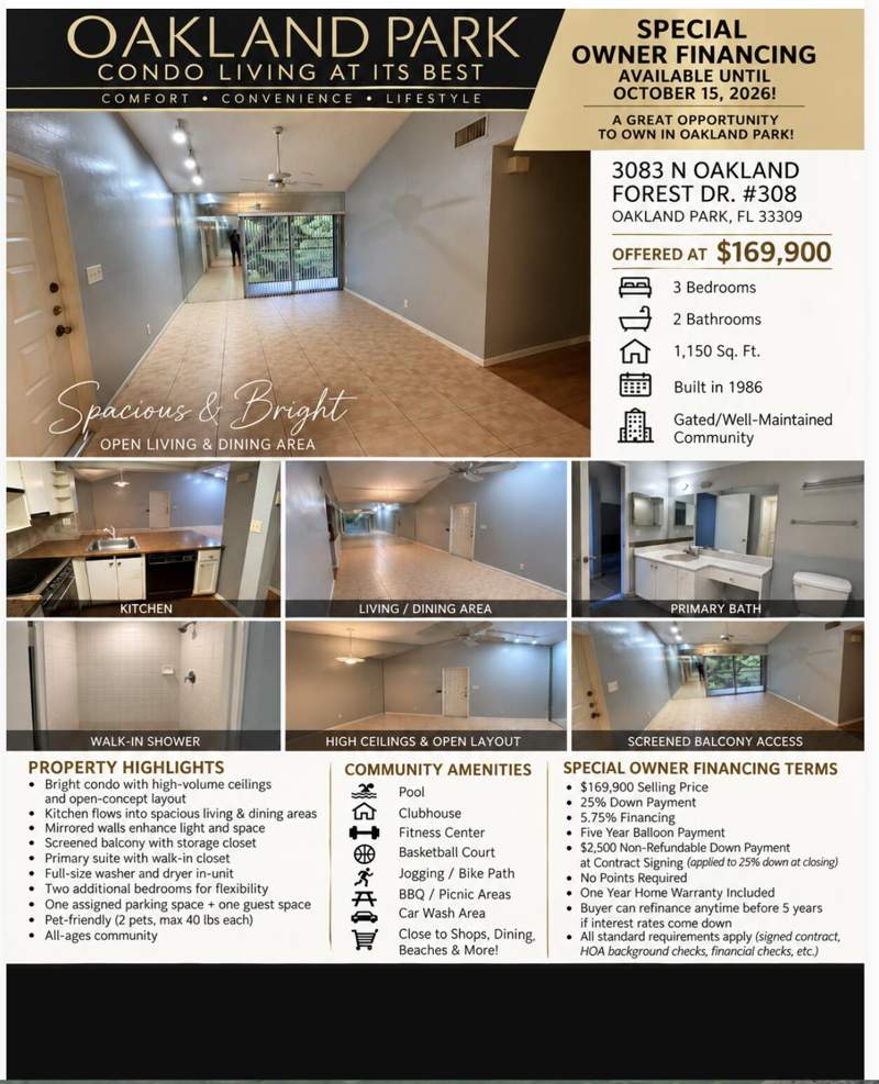 3 bedroom Condominium at 3083 N Oakland Forest Drive #308, Oakland Forest Club, Oakland Park — photo 3