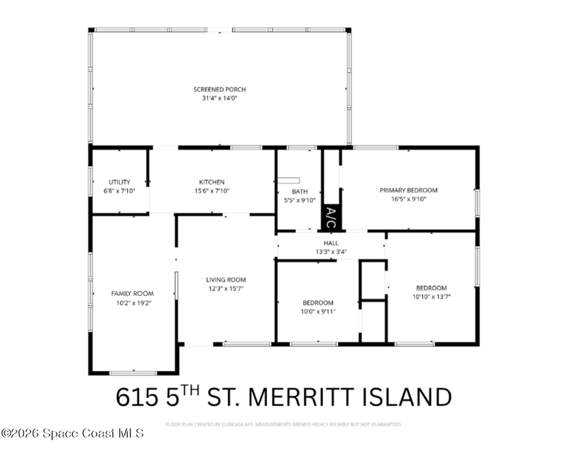 3 bedroom Single Family Residence at 615 5th Street, Hampton Homes Unit 1, Merritt Island — photo 2